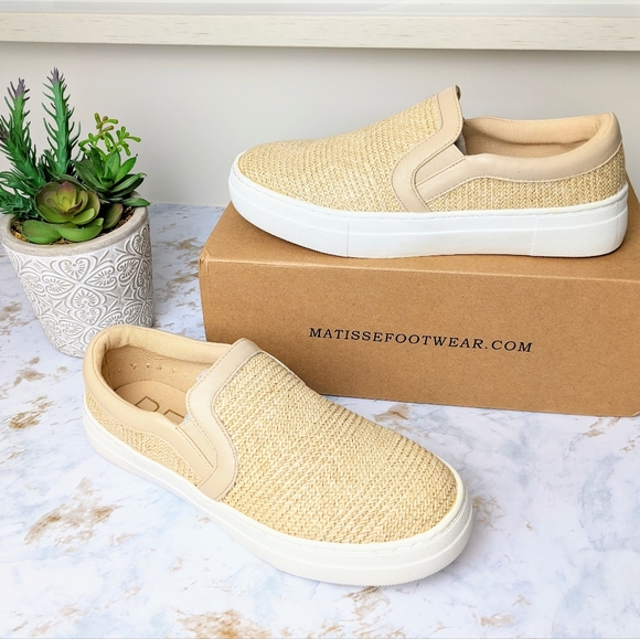 Bailey Natural Slip On Tan Straw Sneakers Preppy Women's 8 - Picture 2 of 7